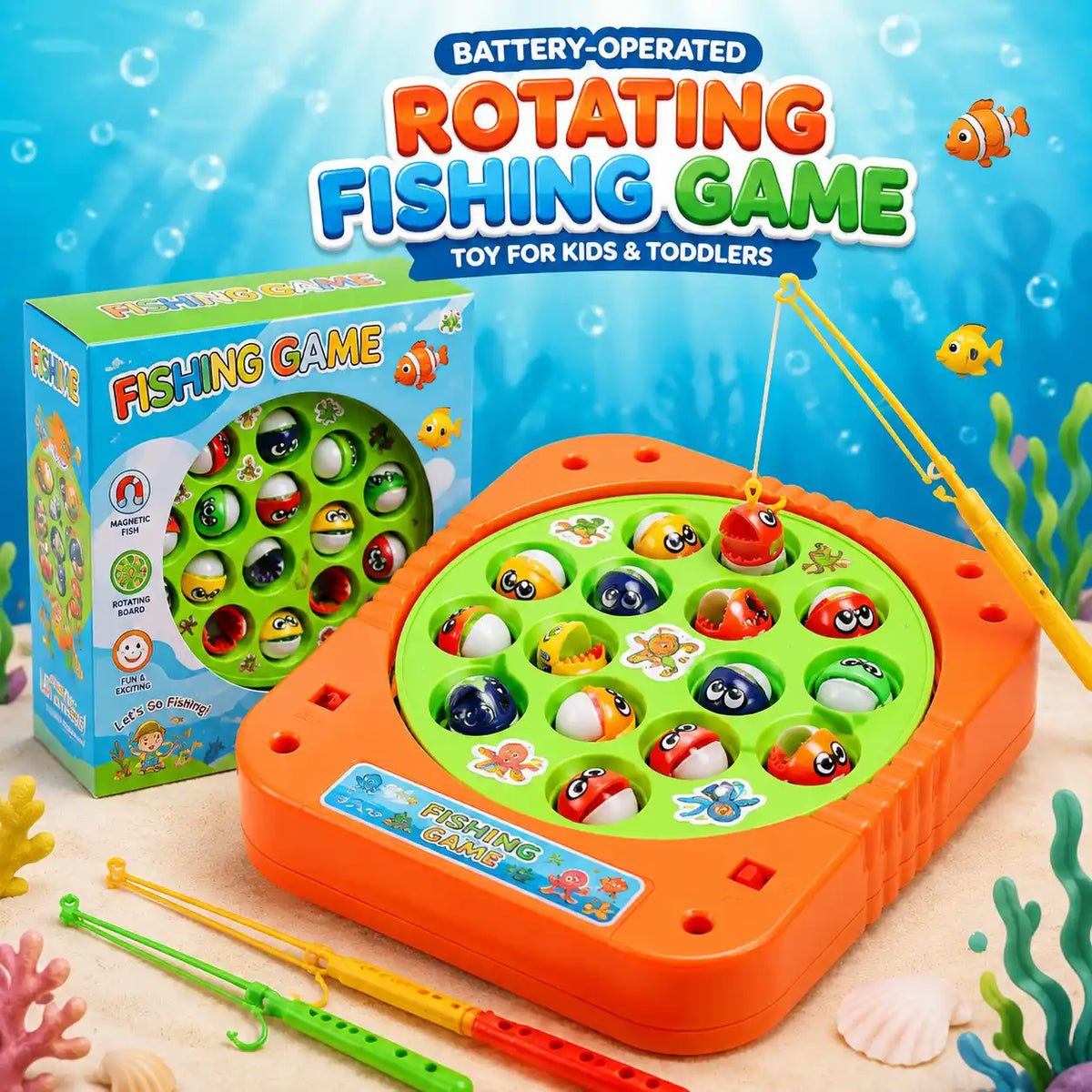 Battery Operated Rotating Fishing Game Toy for Kids & Toddlers 
