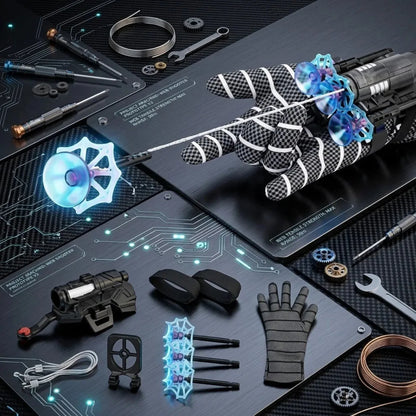 Black Spiderman Web Shooter Toy with Glove and Accessories