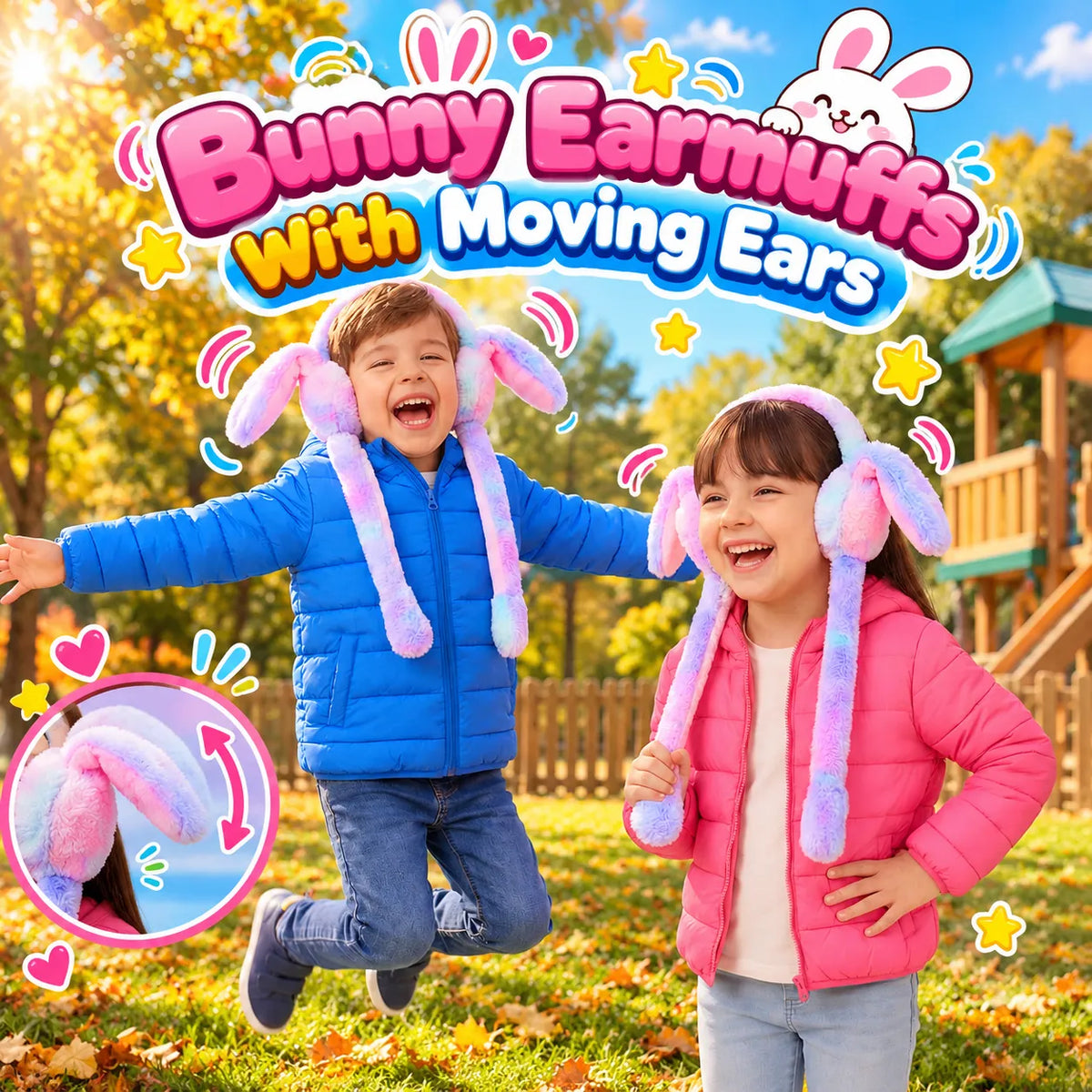 Bunny Earmuffs With Moving Ears - Soft Rabbit Warm Earmuffs For Kids 