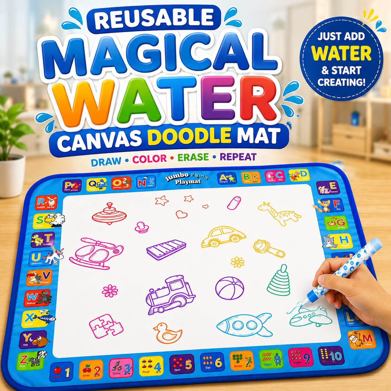 Reusable Magical Water Canvas Doodle Mat For Kids