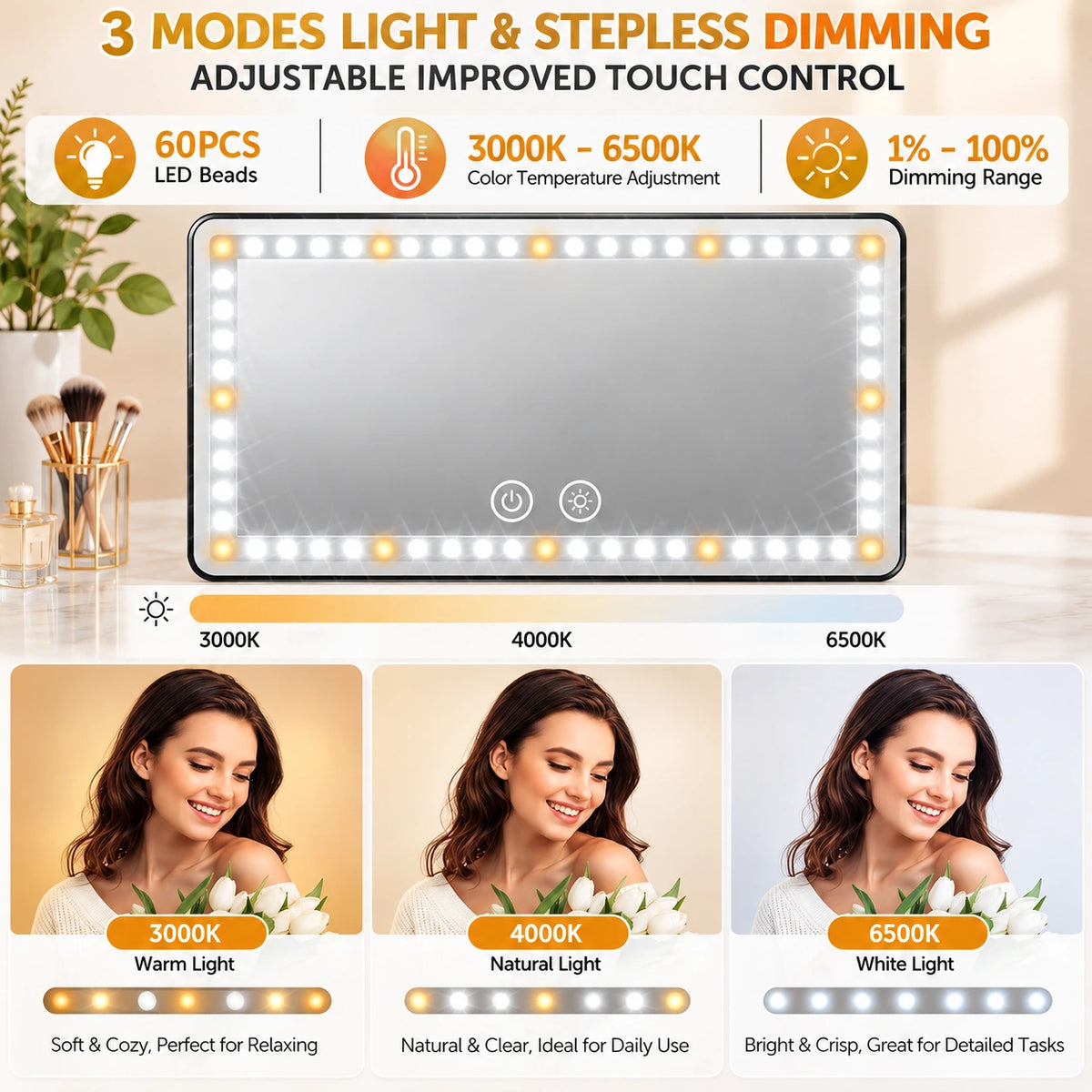 Car Visor Mirror with LED Lights Deliverr.pk