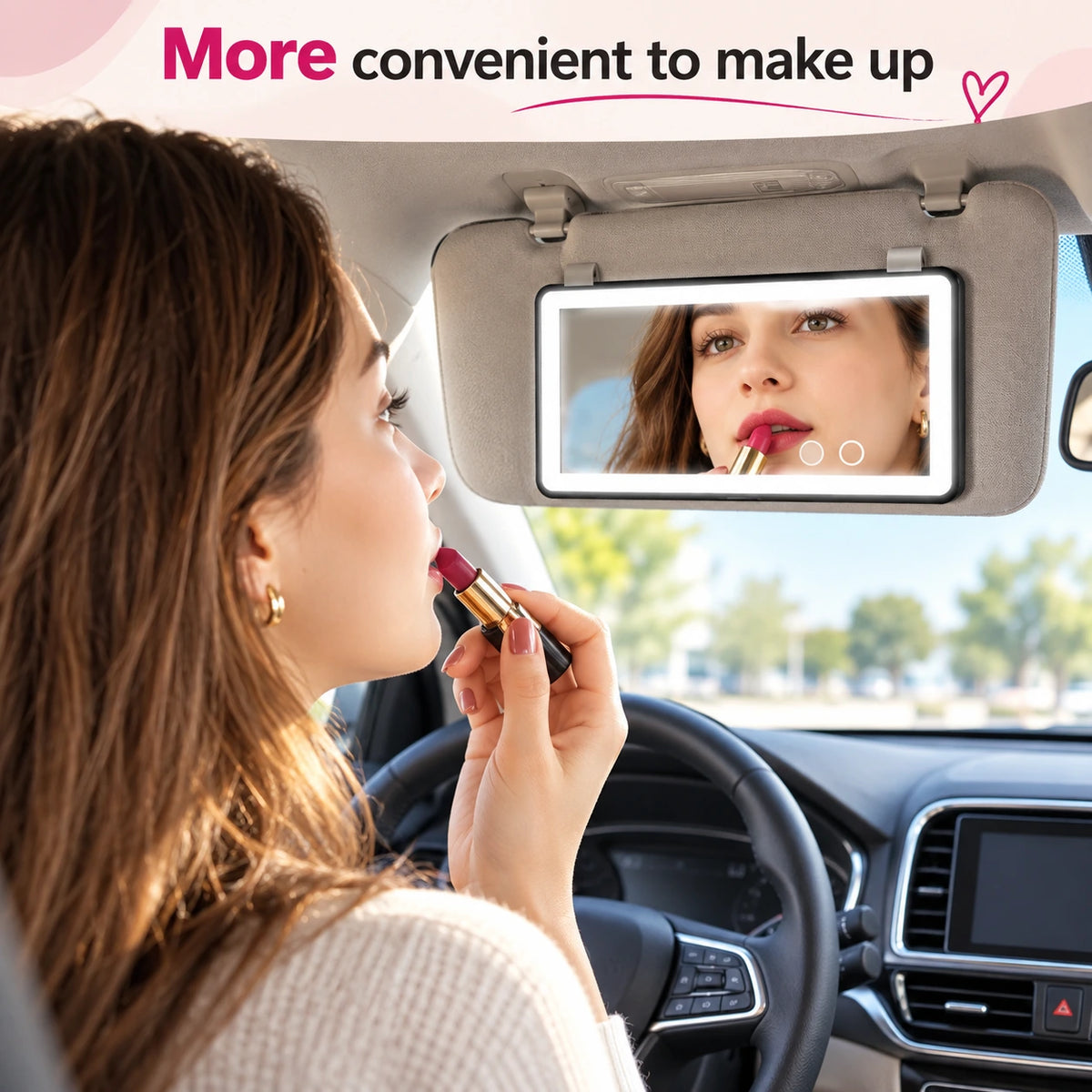 Car Visor Mirror with LED Lights Deliverr.pk