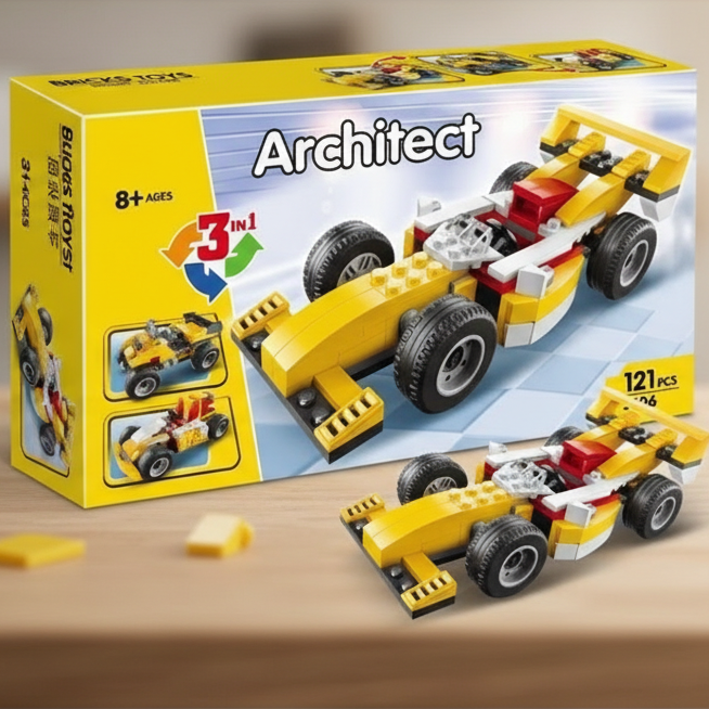 Architect Super Racer 3-in-1 Building Blocks Set – 121 Pieces