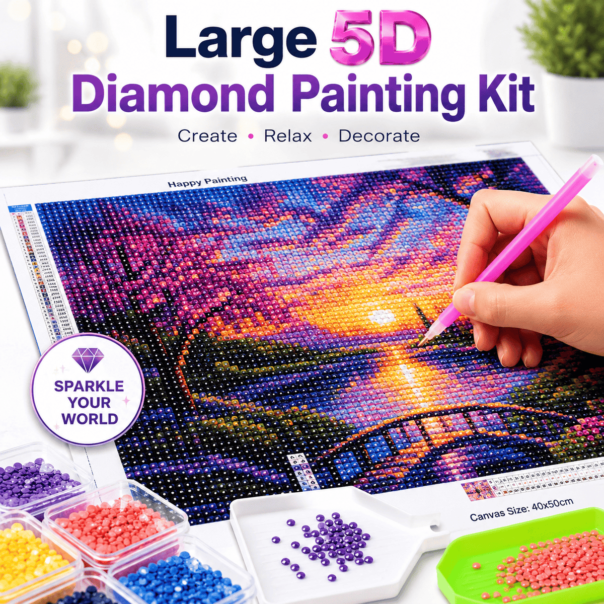 Small 5D Diamond Painting Kit For Home Decoration (Random Designs)