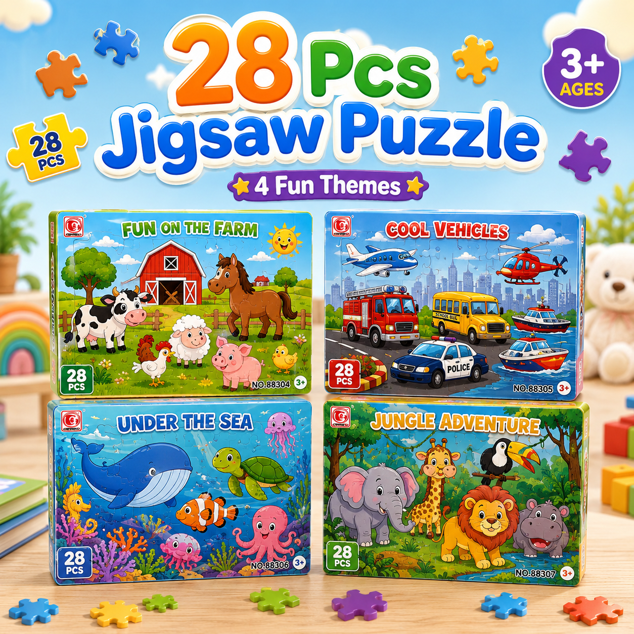 28 Pcs Jigsaw Puzzle for Kids (Random | 88)