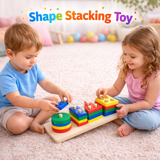 Wooden Geometric Shape Blocks For Kids - 4 Shapes