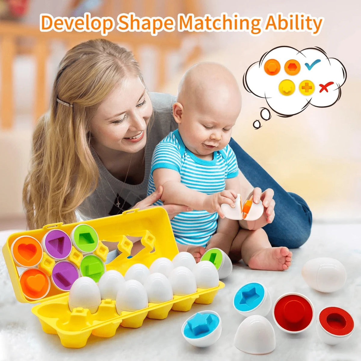 Children's Early Education Multi Shapes Eggs Toy for shape matching