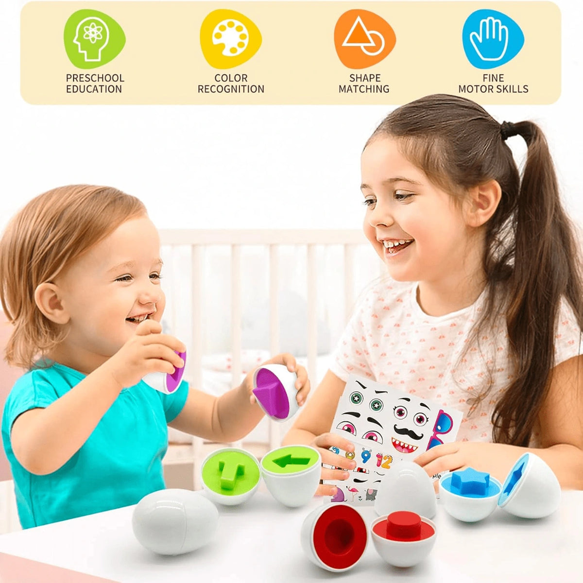 Children's Early Education Multi Shapes Eggs Toy for shape matching