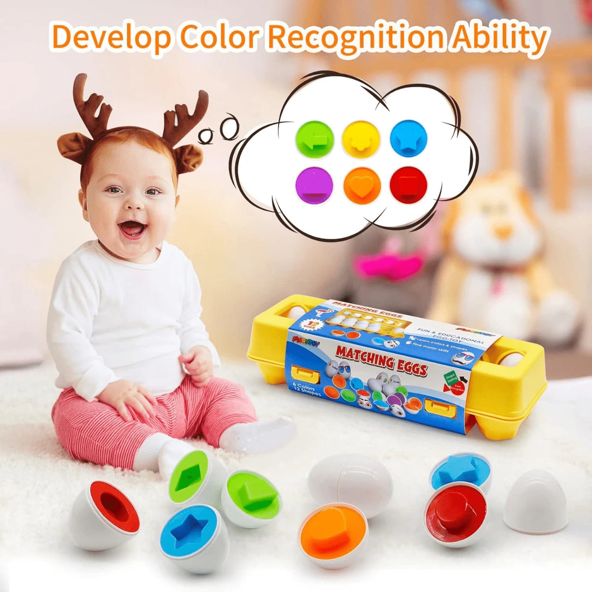 Children's Early Education Multi Shapes Eggs Toy for shape matching