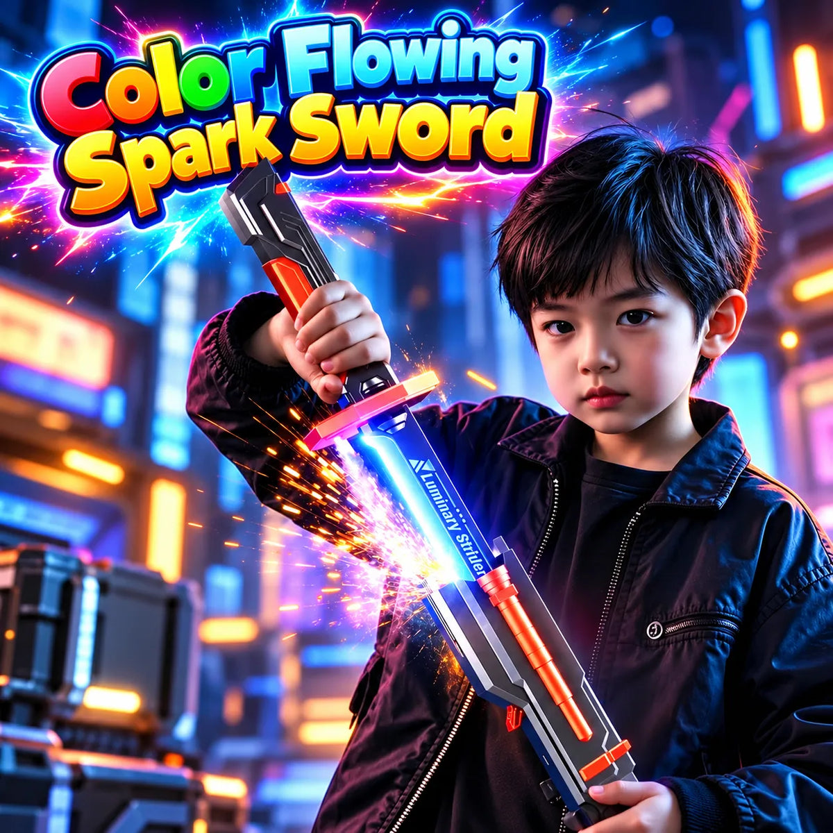 Color Flowing Spark Sword With Smoke For Kids