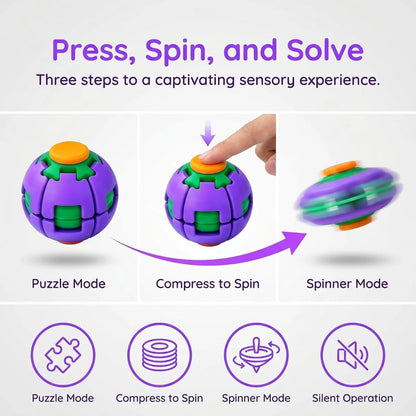 Colorful 3D Printed Spin Fidget Ball Toy for Kids