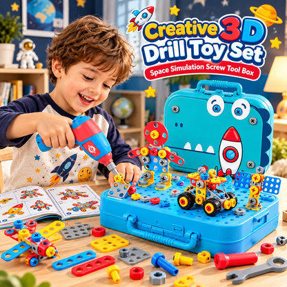 Creative 3D Drill Toy Set Space Simulation Screw Tool Box