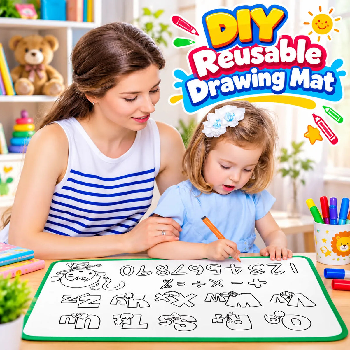 DIY Reusable Drawing Mat For Kids
