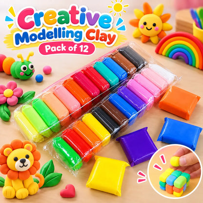 DIY soft creative modelling clay dough set with colorful clay and craft creations for kids 