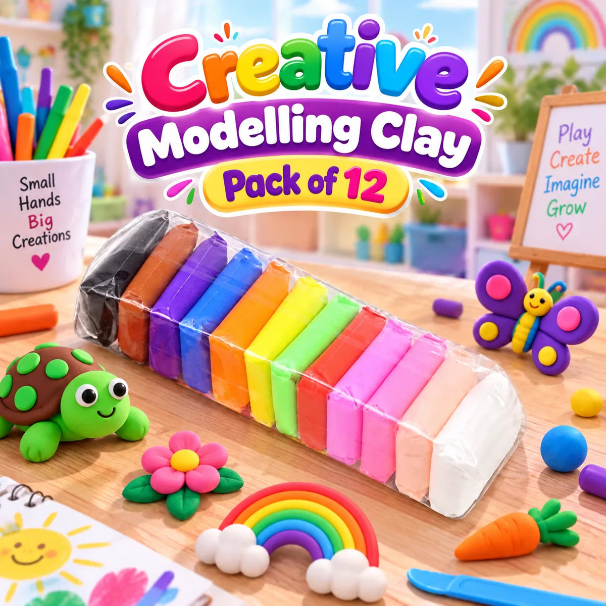 DIY soft creative modelling clay dough set with colorful clay and craft creations for kids 