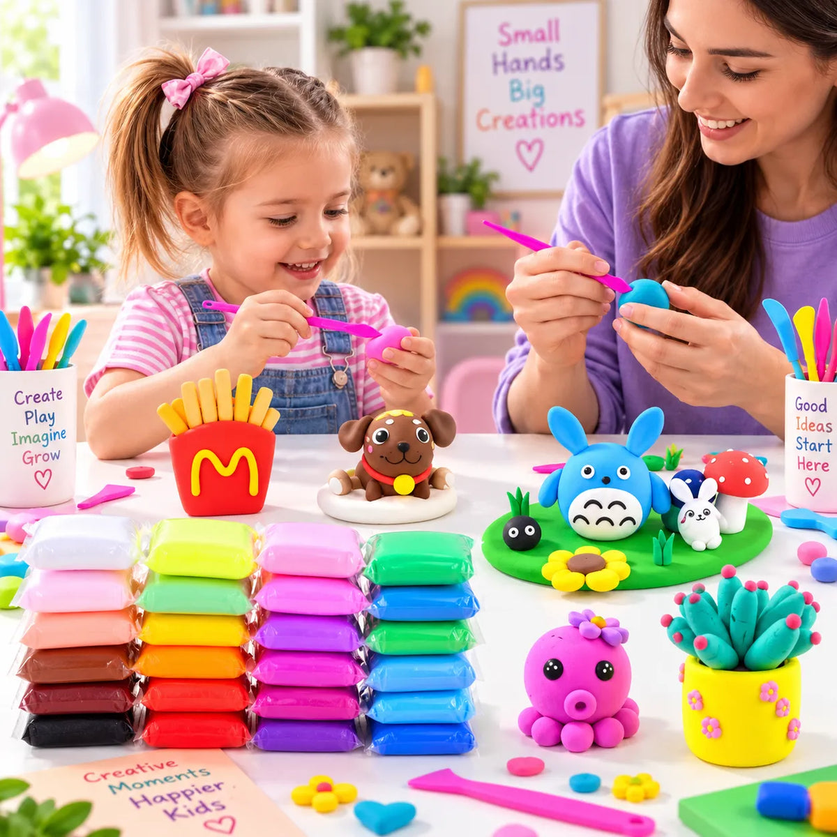 DIY soft creative modelling clay dough set with colorful clay and craft creations for kids 