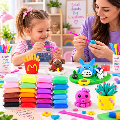 DIY soft creative modelling clay dough set with colorful clay and craft creations for kids 