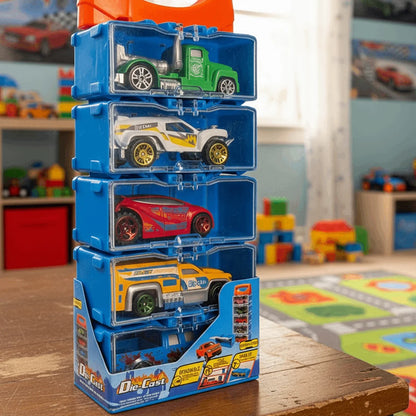 Diecast metal toy cars collection set for kids with colorful miniature vehicles