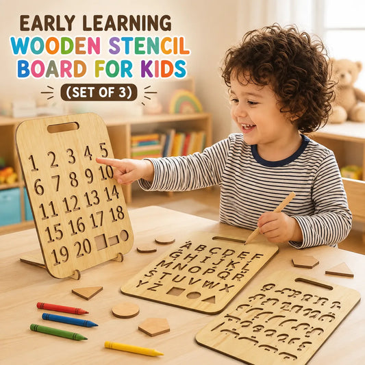 Child playing with educational wooden toys