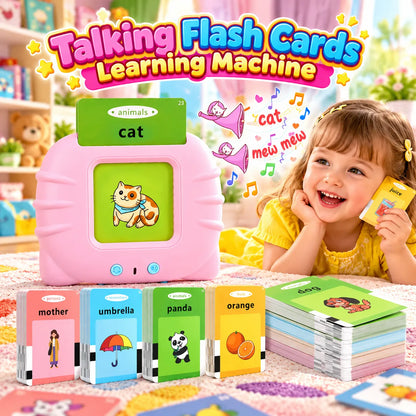 English talking flash cards learning machine for kids with picture cards and audio word playback