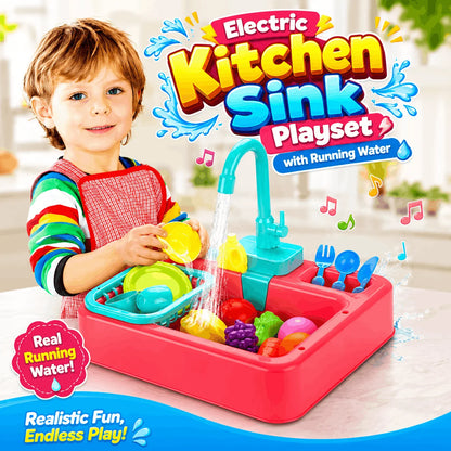 Electric Kitchen Sink Play set with Running Water-deliverrpk
