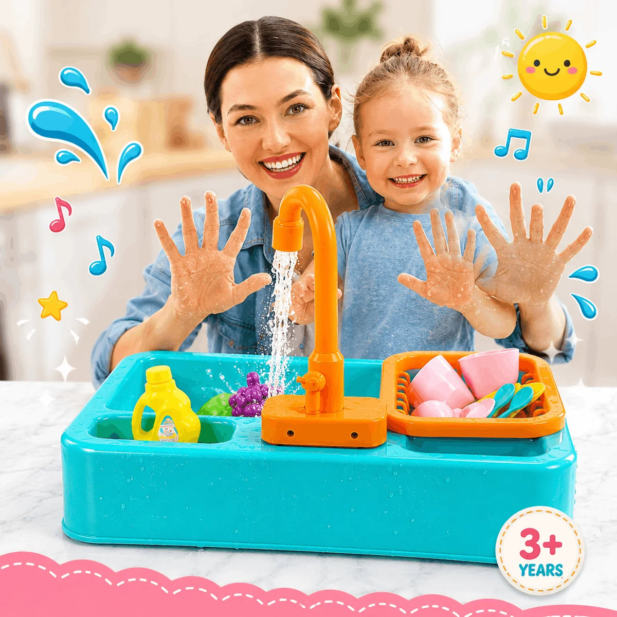 Electric Kitchen Sink Play set with Running Water-deliverrpk