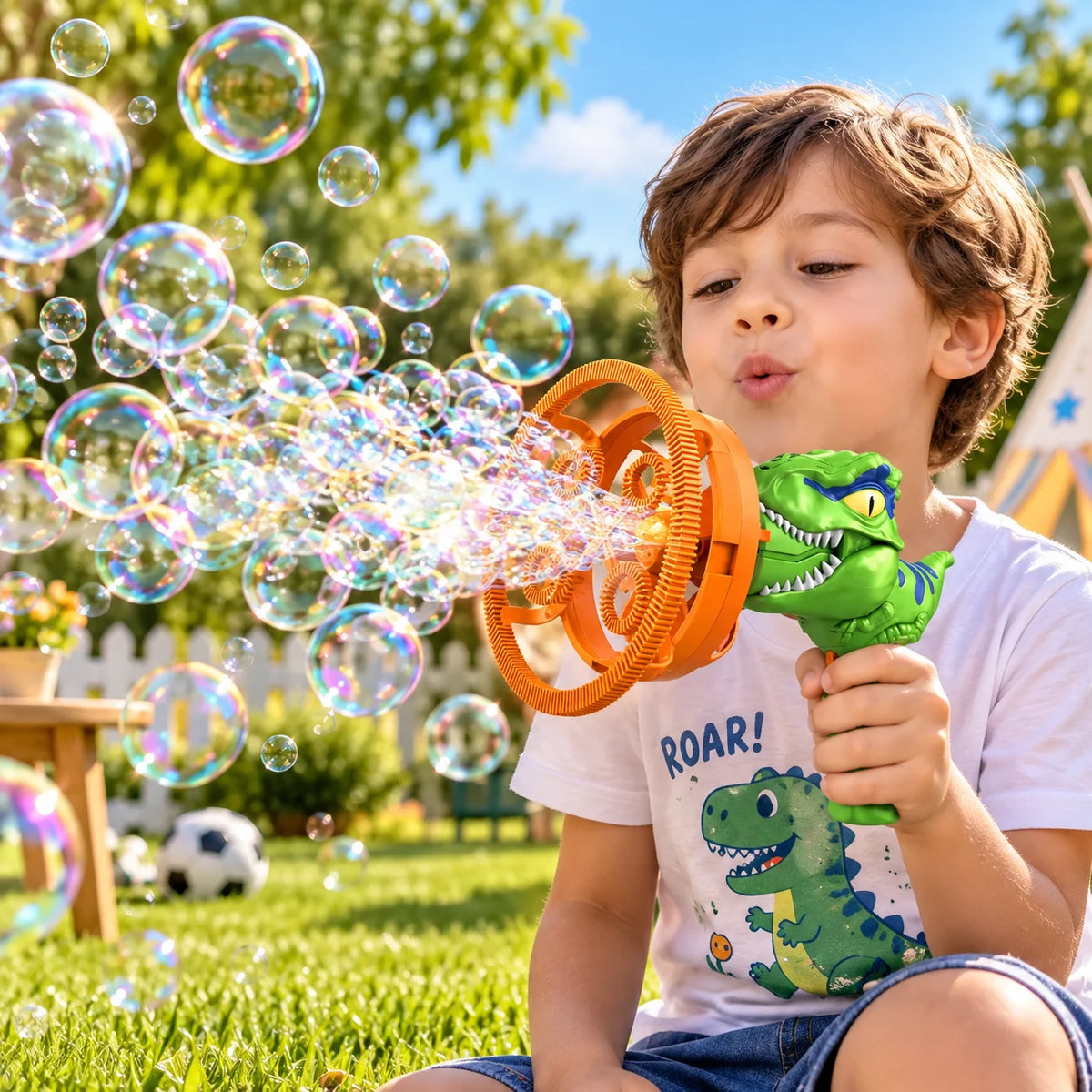 Electric Dinosaur Bubble Maker Gun toy for Kids - deliverrpk