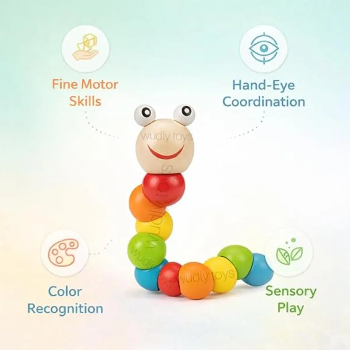 Flexible Wooden Caterpillar Twist Toy for Kids