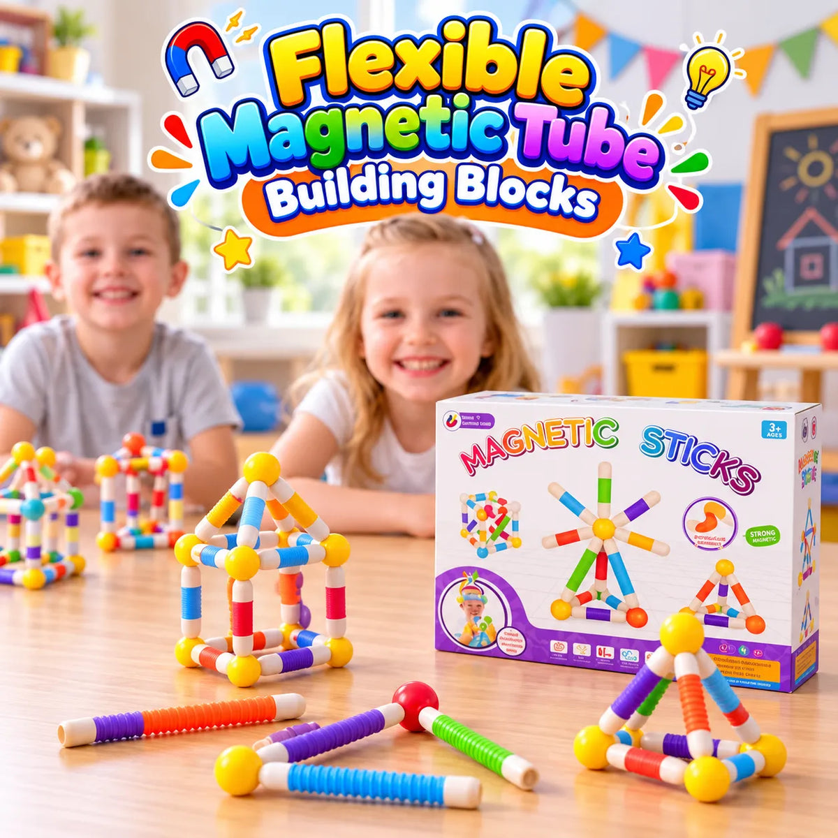Flexible Magnetic Tube Building Blocks (36pcs)
