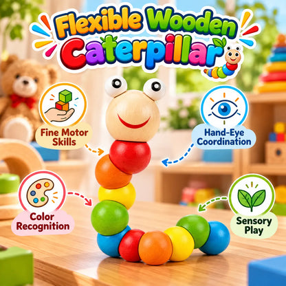 Flexible Wooden Caterpillar Twist Toy for Kids