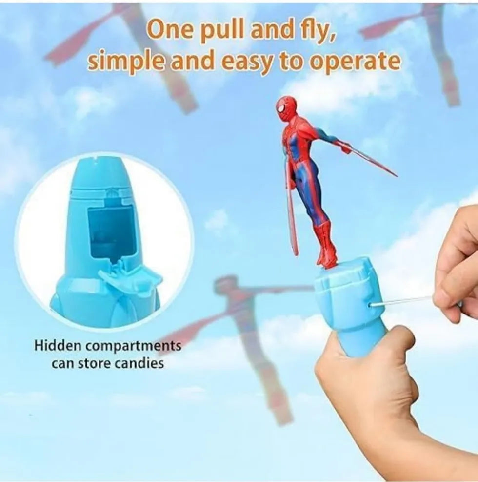 Flying Spiderman Action Toy for Kids  Hand Press Launcher Toy 
