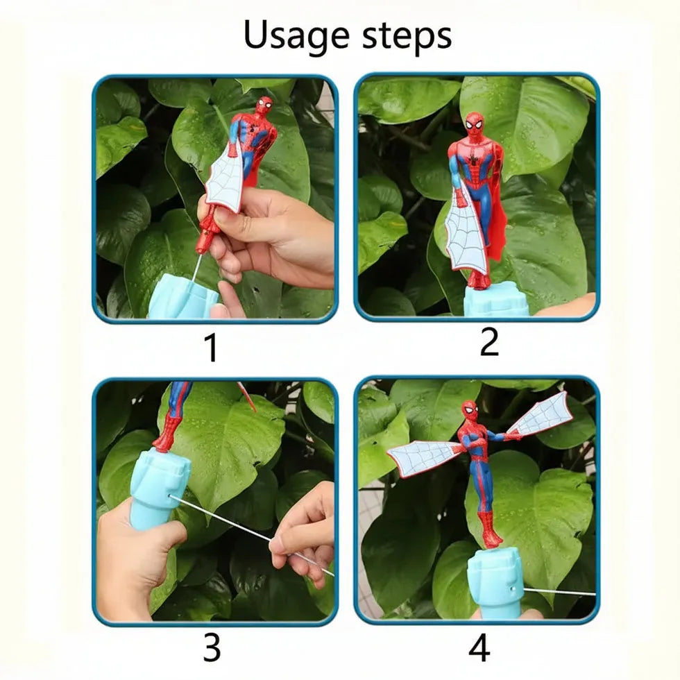 Flying Spiderman Action Toy for Kids  Hand Press Launcher Toy 