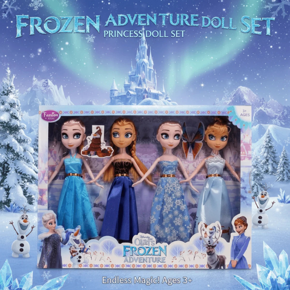 Frozen Dolls - 4 in 1 dolls Elsa Doll Girls Toys Fever Princess