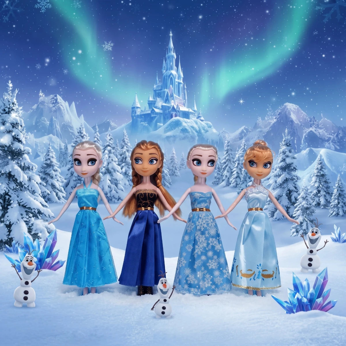 Frozen Dolls - 4 in 1 dolls Elsa Doll Girls Toys Fever Princess