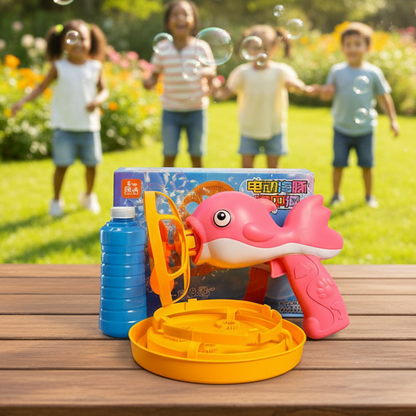 Dolphin Bubble Gun Machine Toy With Refill Solution (Random Color)