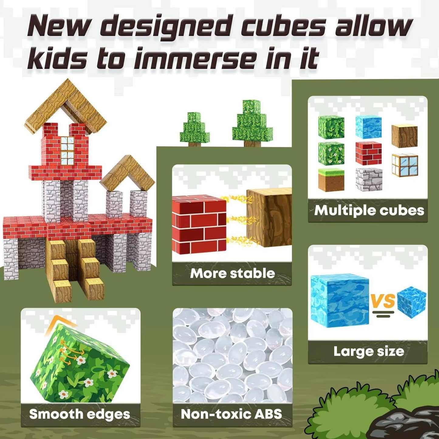 Minecraft Magnetic Building Blocks Cubes 100pc