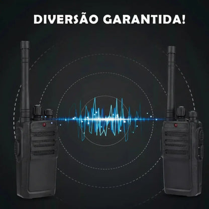 Set of two black handheld walkie talkie communication toys for kids with antennas and portable radio-style design