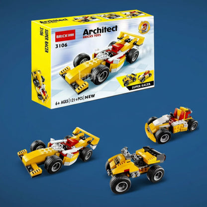 Architect Super Racer 3-in-1 Building Blocks Set – 121 Pieces