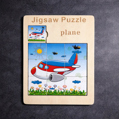 Kids Wooden Jigsaw Puzzle Solving Board Random Design Educational Toy