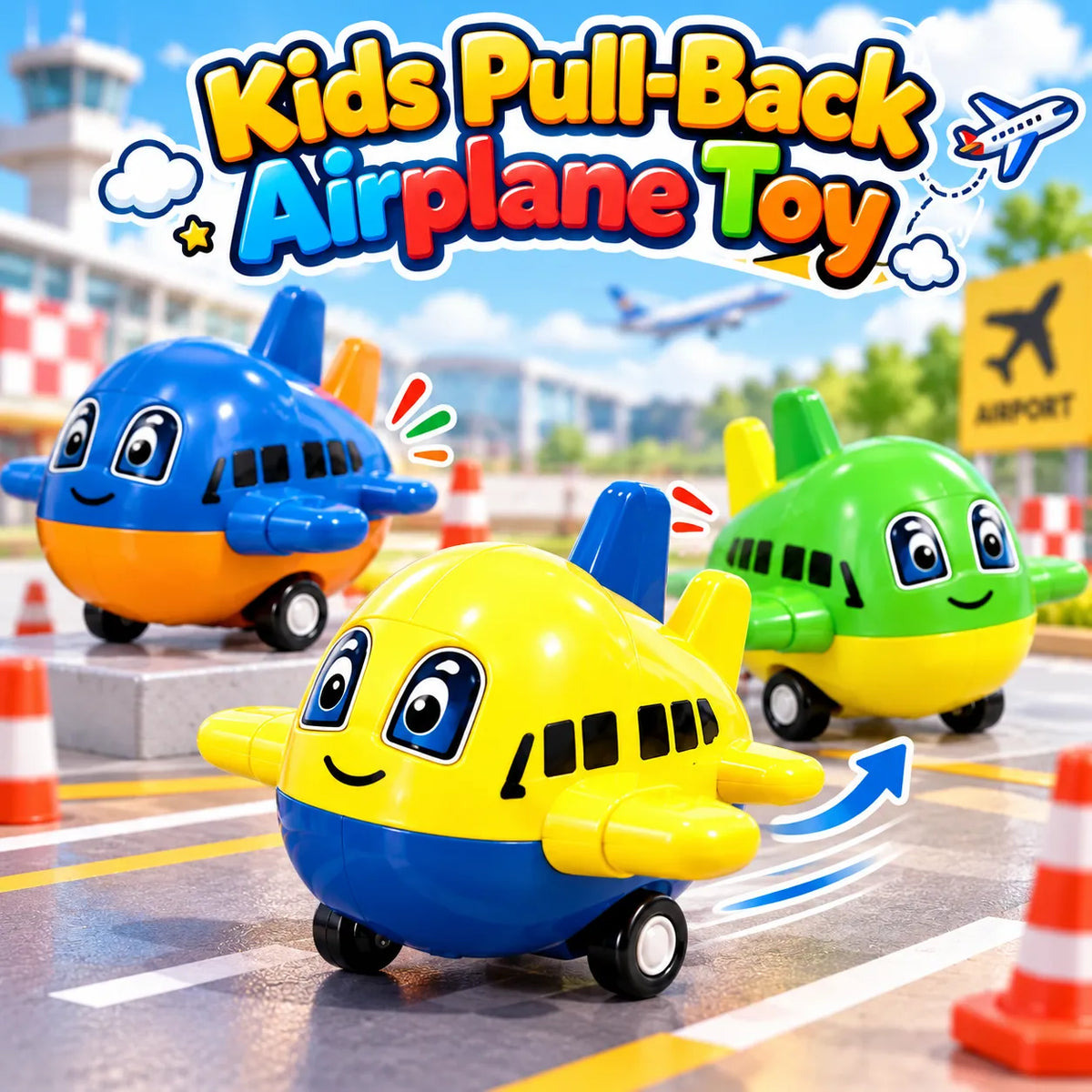 Kids Colorful Pull-Back Airplane Toy