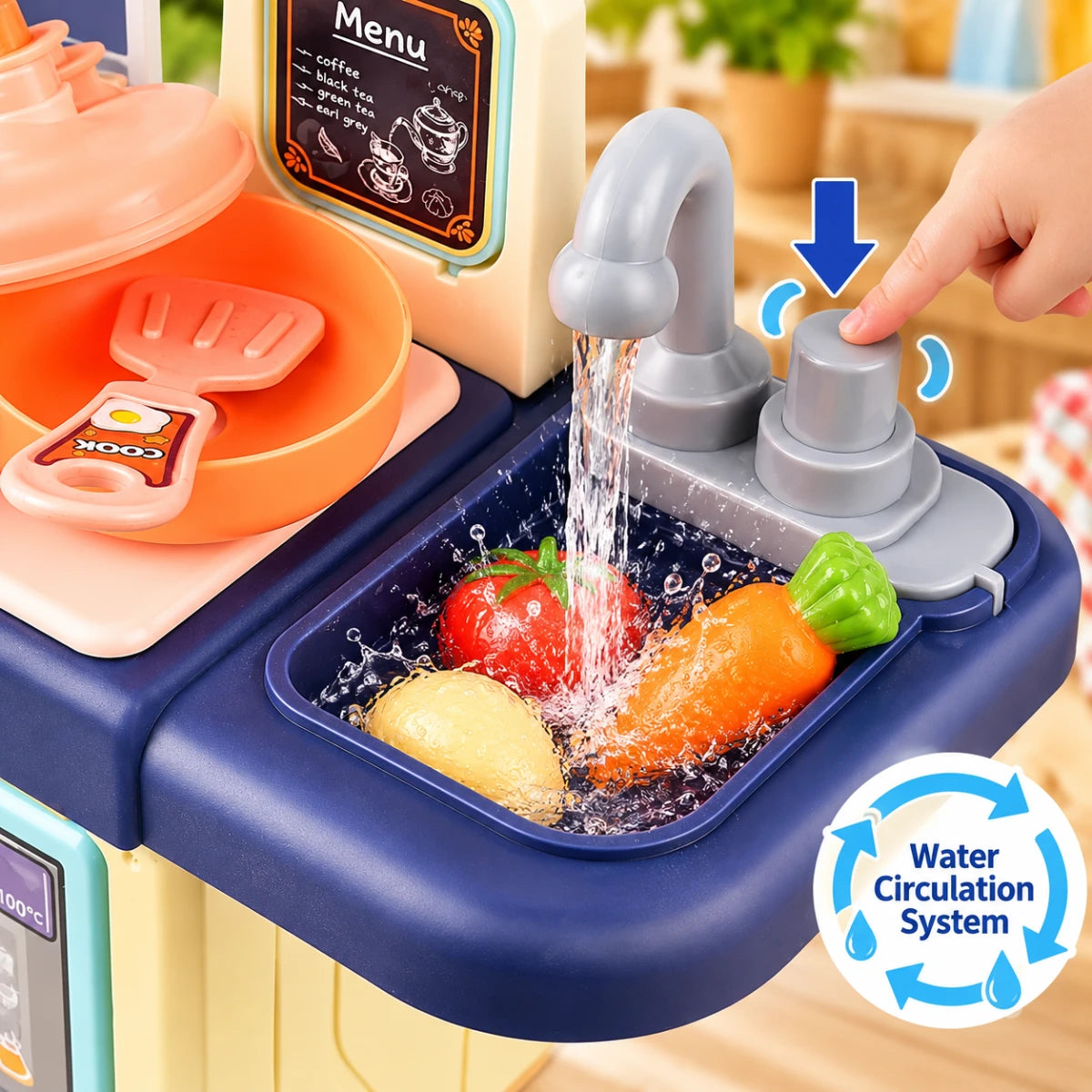 Kitchen Playset with Realistic Steam and Light
