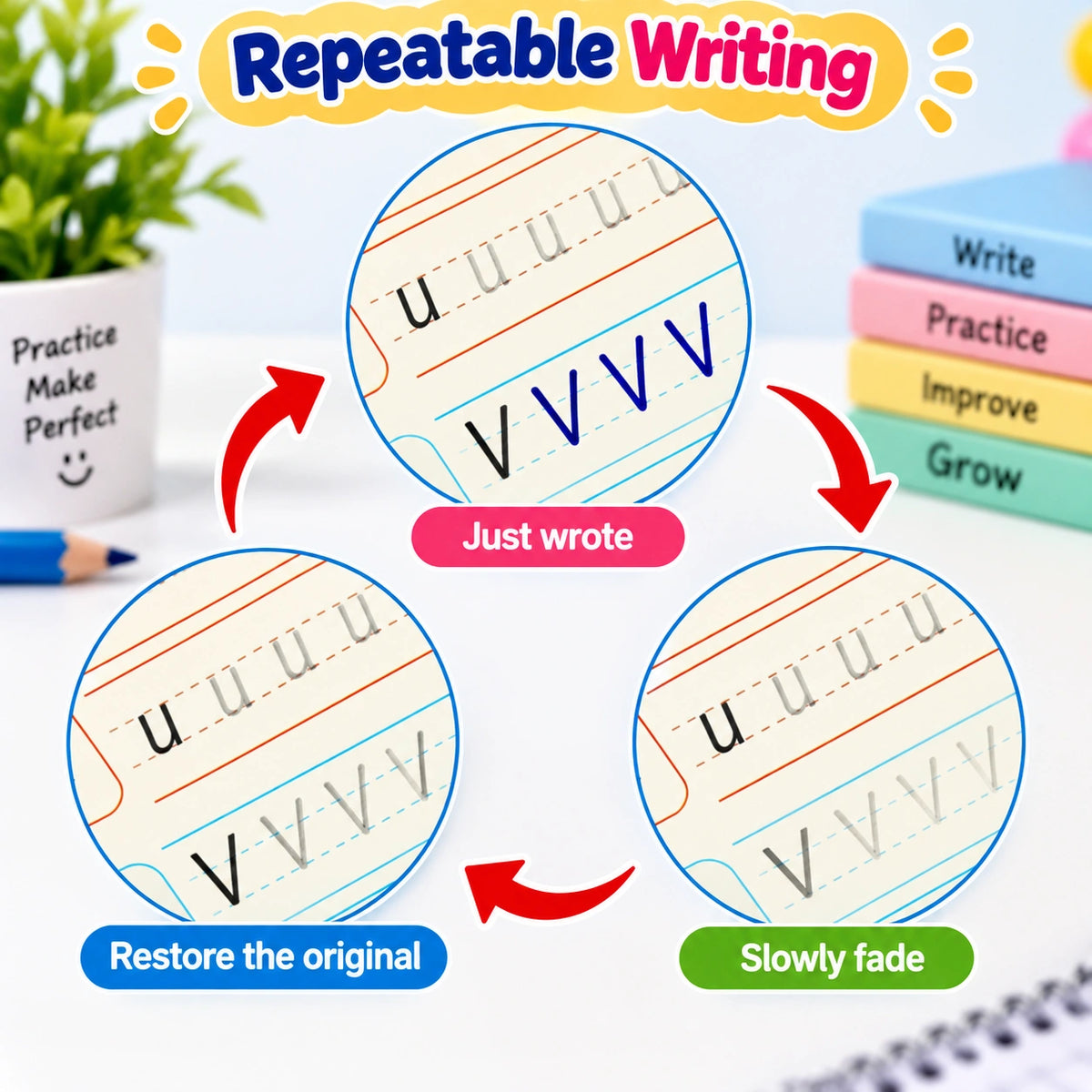 Magic Practice Copybook Set of 4 for kids handwriting practice