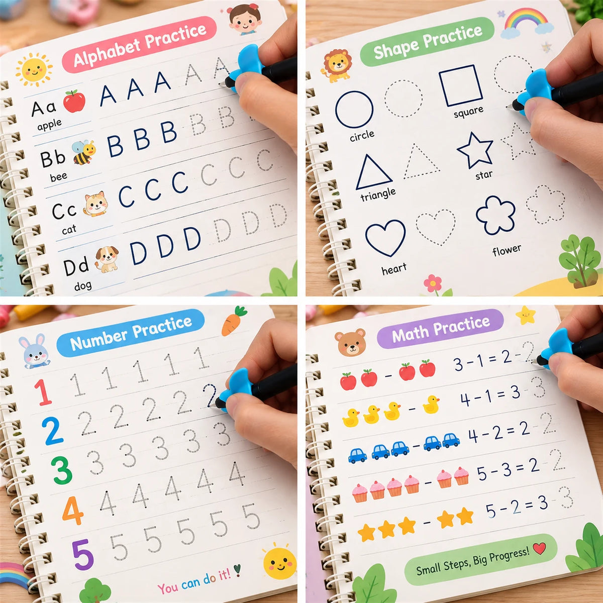 Magic Practice Copybook Set of 4 for kids handwriting practice