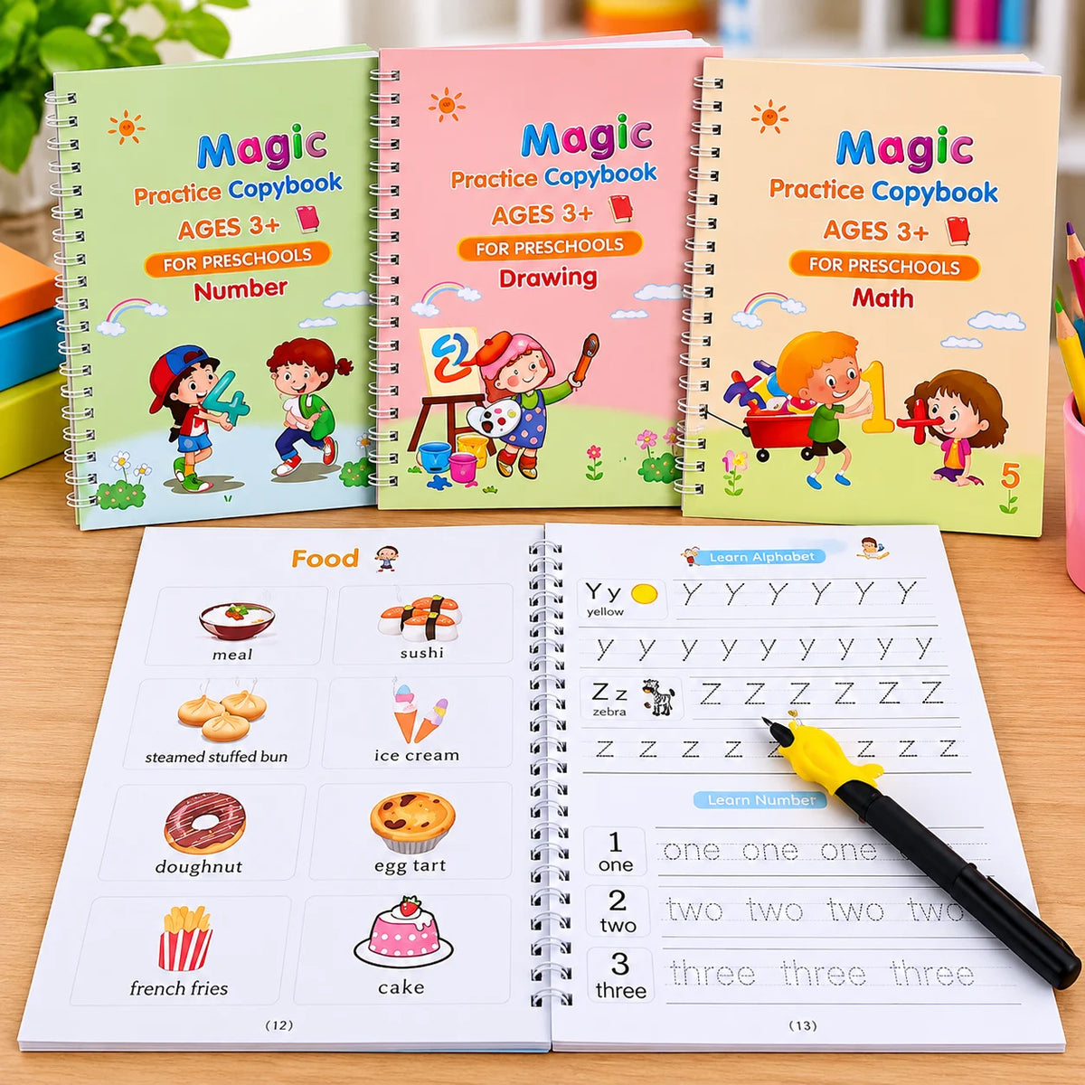 Magic Practice Copybook Set of 4 for kids handwriting practice