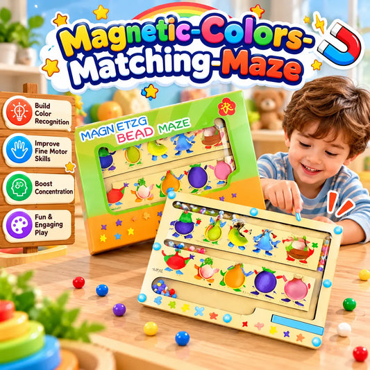 Magnetic Colors and Numbers Matching Maze Game Wooden Educational Activity Board for Kids