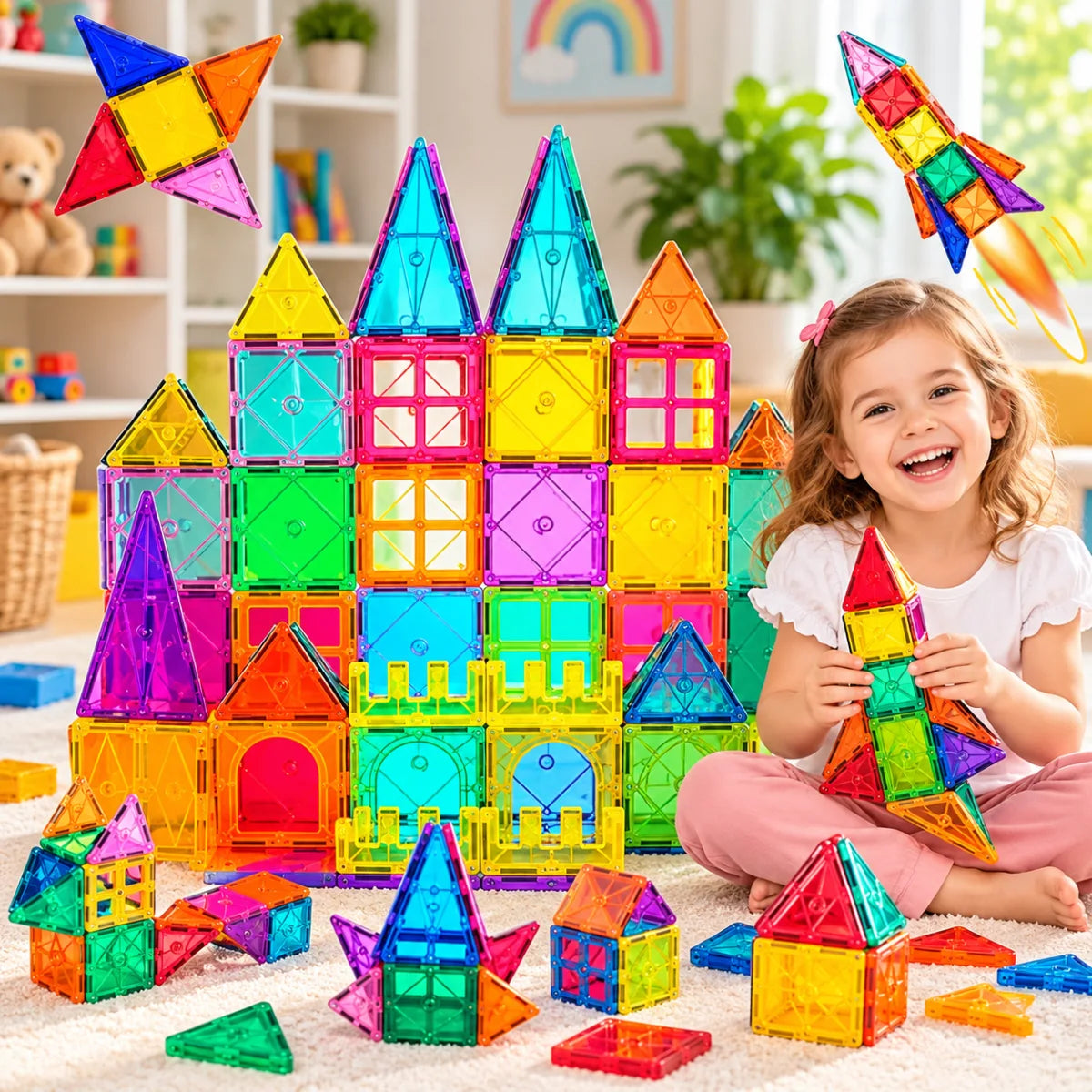 Magnetic Building Tiles for Kids STEM Construction Toy