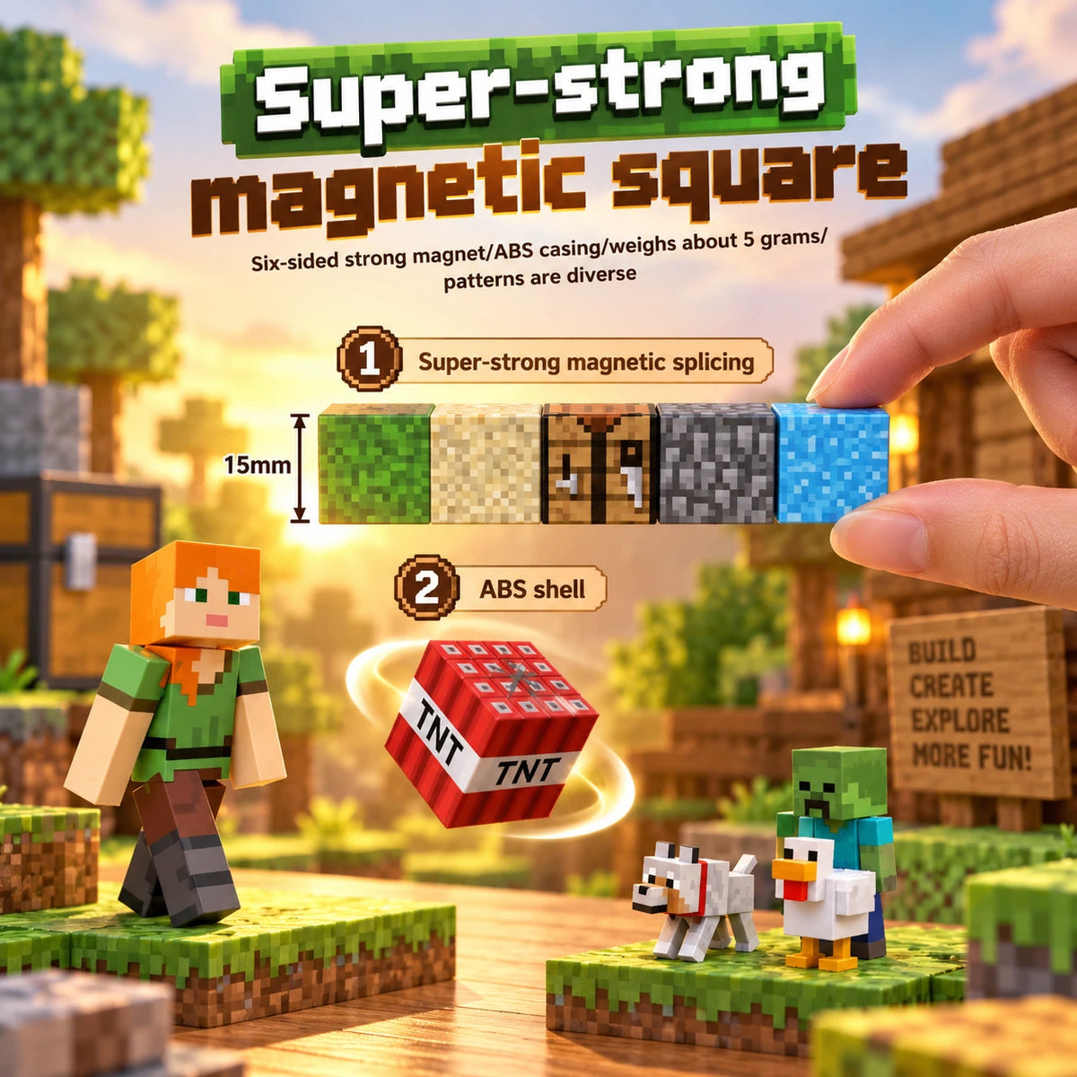 Minecraft Magnetic Building Blocks 100 Pcs for Kids
