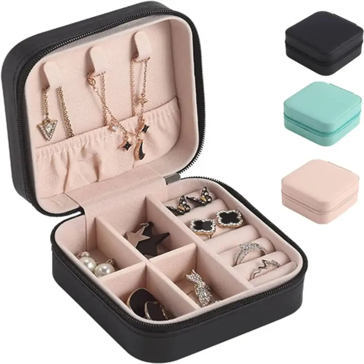 Mini Travel Jewelry Organizer Box with Compartments