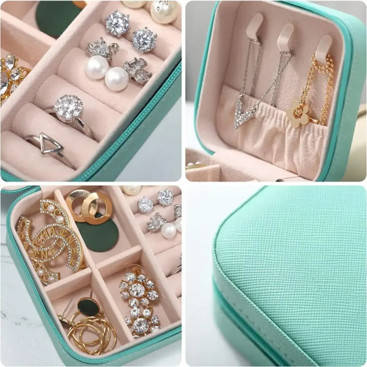 Mini Travel Jewelry Organizer Box with Compartments