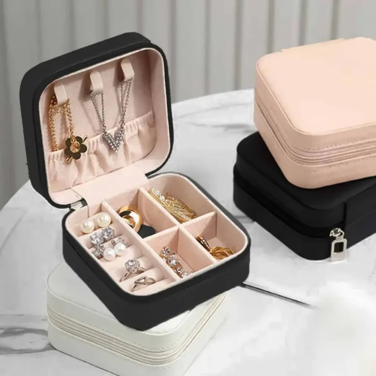 Mini Travel Jewelry Organizer Box with Compartments